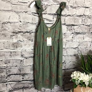 Roxy Sleeveless Tunic. Olive Green Print. NWT.